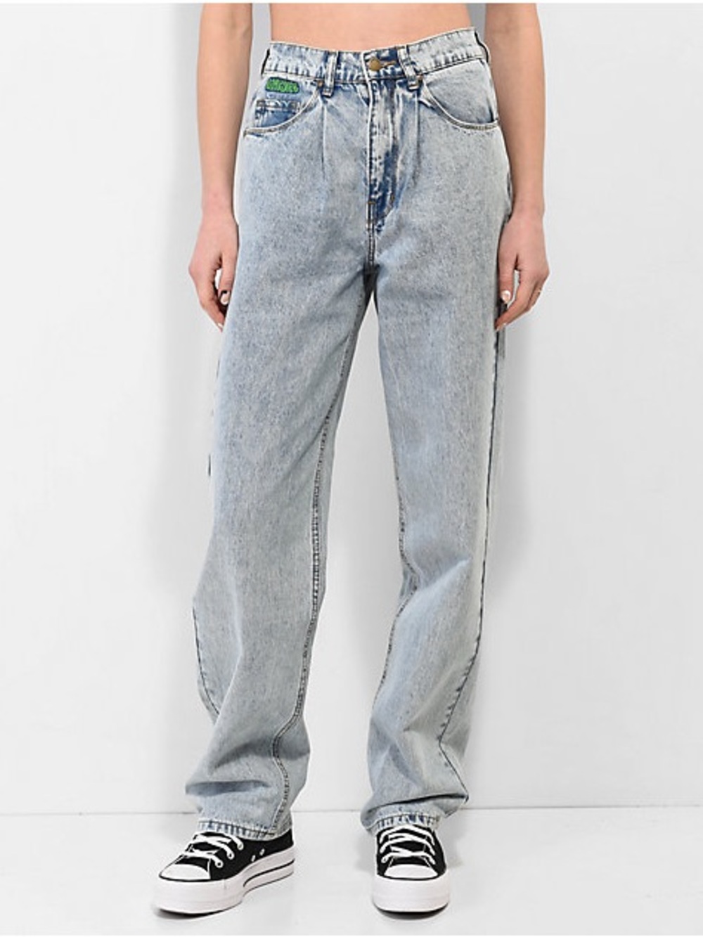 Empyre Tori 90s Pleated Acid Wash Skate Jeans XS